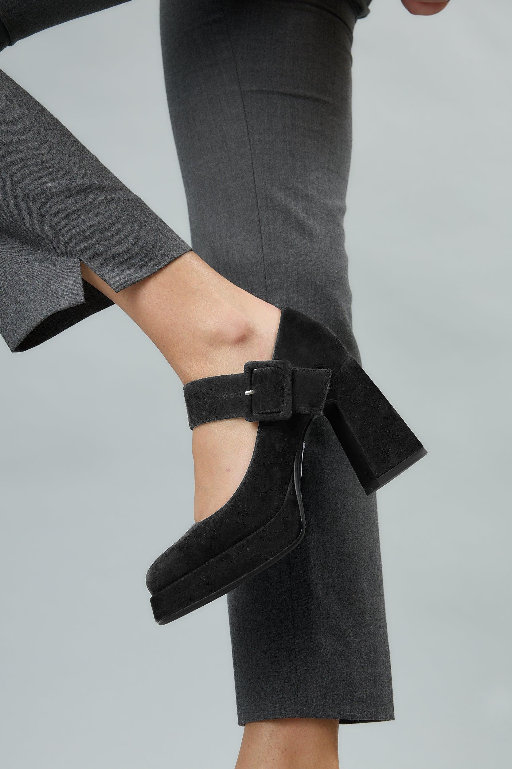 Lonza Claudia Black Suede ( USD$214.00 ) - premium women's shoes