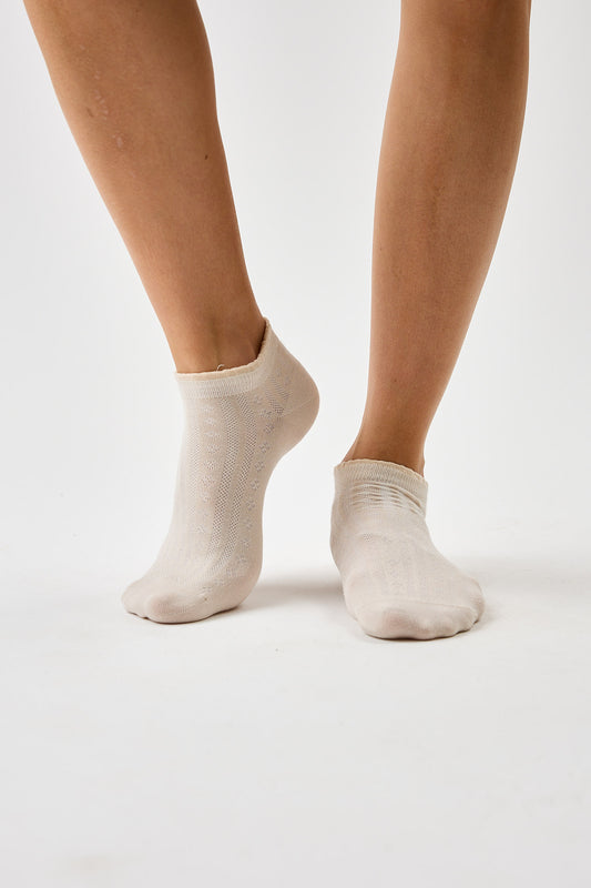 Beige Cotton Blossom Socks