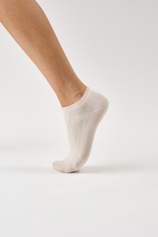 Beige Cotton Blossom Socks